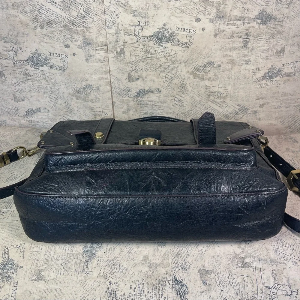 orYANY Julia Leather Satchel Messenger Bag Black Leather Work Crossbody Purse
